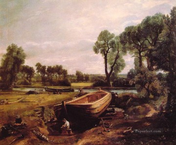 ボート Painting - ボート建造 ロマンチックな風景 ジョン・コンスタブル